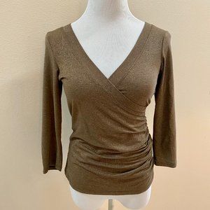 CACHE' Shimmery Gold Surplice top